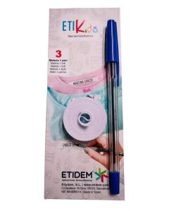 Etikids Cinta Termoadhesiva Tela Blanca 3m + Boli Azul