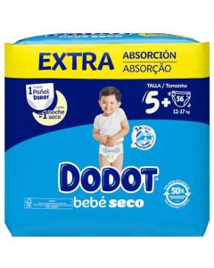 Dodot Bebé Seco Pañales Talla 5+, 12-17kg 56 uds