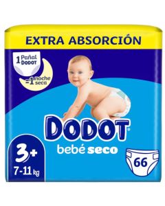 Dodot Bebé Seco Pañales Talla 3+, 7-11kg 66 uds
