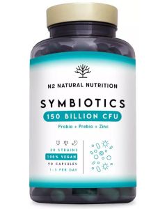 N2 Natural Nutrition Probiótico Symbiotics 150 Billion CFU 90 Cápsulas Veganas