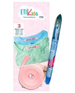 Etikids Cinta Termoadhesiva Tela Rosa 3m + Rotulador Permanente