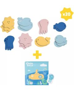 Badabulle Juguetes de Baño: 1 libro + 1 marioneta + 20 pegatinas