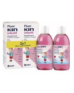 FluorKin Enjuague Bucal Infantil Anticaries Fresa 2 x 500 ml