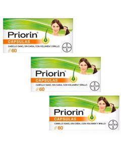 Priorín Anticaída y Salud Capilar con Biotina 3x60 Cápsulas 25% DESCUENTO