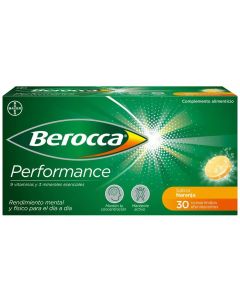 Berocca Performance Magnesio, Vitaminas y Minerales sin Caeína 30 Comprimidos Efervescentes Naranja